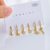 6 Pcs Heart Star Dangle Hoop Earrings Set For Women