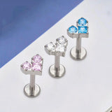 Titanium Heart Zircon Stud Nose Ring Cartilage Tragus Piercing