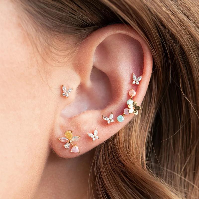 6 Pcs Crystal Butterfly Earrings Set for Women