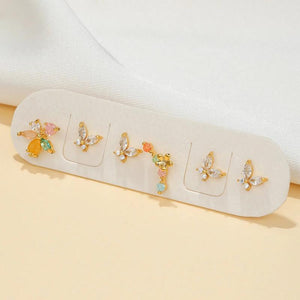 6 Pcs Crystal Butterfly Earrings Set for Women
