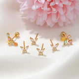 6 Pcs Crystal Butterfly Earrings Set for Women