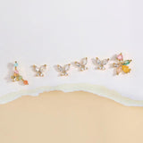 6 Pcs Crystal Butterfly Earrings Set for Women