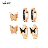 Stainless Steel Butterfly Earrings Set
