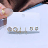 CZ Shell Flower Stud Earrings Set for Women, Party Gift Jewelry