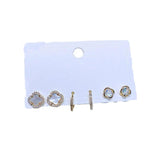 CZ Shell Flower Stud Earrings Set for Women, Party Gift Jewelry