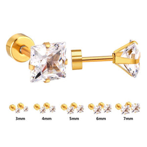 5Pairs CZ Earrings Women Men Stainless Steel Crystal Zircon Stud Earring Set