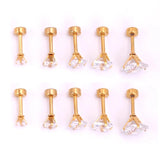 5Pairs CZ Earrings Women Men Stainless Steel Crystal Zircon Stud Earring Set