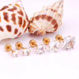 5Pairs CZ Earrings Women Men Stainless Steel Crystal Zircon Stud Earring Set
