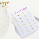 12 Pairs Flamingo Bird Earrings Set Golden Stainless Steel Jewelry