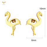 12 Pairs Flamingo Bird Earrings Set Golden Stainless Steel Jewelry