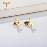 12 Pairs Flamingo Bird Earrings Set Golden Stainless Steel Jewelry