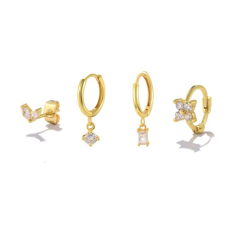 Star Moon Silver Plated Earring Set Stud Girl Fine Jewelry Wedding Accessory