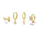 Star Moon Silver Plated Earring Set Stud Girl Fine Jewelry Wedding Accessory