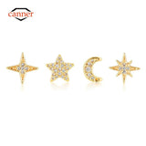 Star Moon Silver Plated Earring Set Stud Girl Fine Jewelry Wedding Accessory