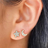 Star Moon Silver Plated Earring Set Stud Girl Fine Jewelry Wedding Accessory