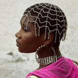 Rhinestone Mesh Hat Cap Head Chain Women's Headpiece