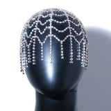 Rhinestone Mesh Hat Cap Head Chain Women's Headpiece