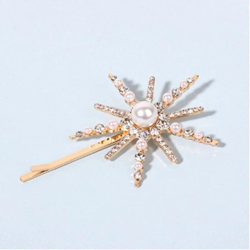 Geometric Star Rhinestone Pearl Hair Pin Hair Accessories for Women