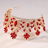 Red Bridal Crown Noble Style Charming Beauty Pageant Headwear