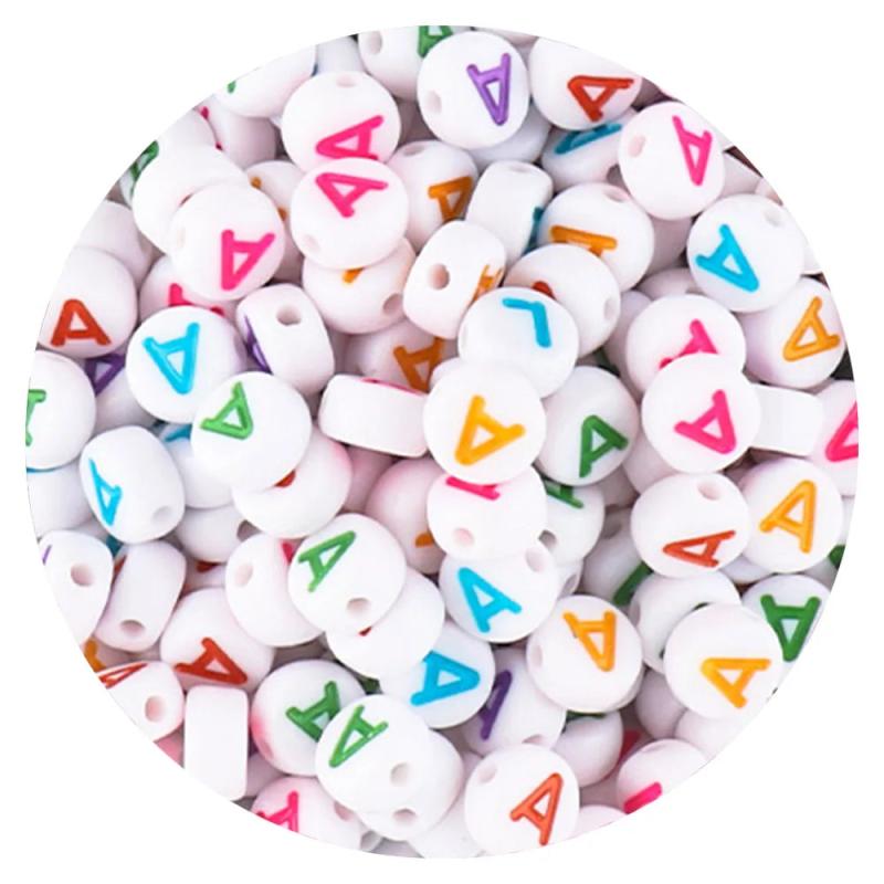 100-500Pcs A-Z Alphabet Round Acrylic Beads For Jewelry Making
