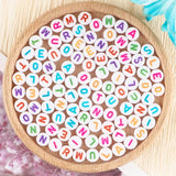 100-500Pcs A-Z Alphabet Round Acrylic Beads For Jewelry Making