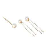 3pc/set Pearl Hair Pins Bridal Bobby Forks Barrettes Headpiece