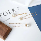 3pc/set Pearl Hair Pins Bridal Bobby Forks Barrettes Headpiece