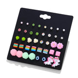 Unicorn Kids Stud Earring Set for Girls Evil Eye Resin Flower Earrings 20 Pairs