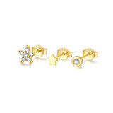 Zirconia 925 Silver Stud Earrings Heart Stars Set