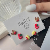 S925 Silver Needle Three Pieces Stud Earrings Set for Women