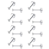 8 Pairs CZ Cartilage Stud Earrings Tiny Round 2MM Piercing