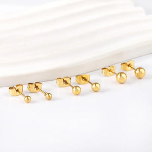 3 Pairs Metal Circle Ball Stainless Steel Stud Earrings