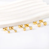 3 Pairs Metal Circle Ball Stainless Steel Stud Earrings