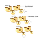 3 Pairs Metal Circle Ball Stainless Steel Stud Earrings