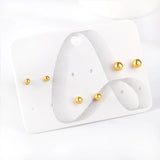 3 Pairs Metal Circle Ball Stainless Steel Stud Earrings