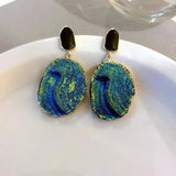 Green Enamel Resin Stone Drop Earrings Party Jewelry
