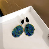 Green Enamel Resin Stone Drop Earrings Party Jewelry