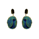 Green Enamel Resin Stone Drop Earrings Party Jewelry