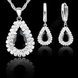 Water Drop Crystal Pendant Necklace Earrings Set