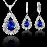Water Drop Crystal Pendant Necklace Earrings Set
