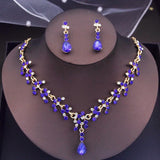 Rhinestone Wedding Choker Necklace Earrings Set Bridal Jewelry