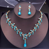 Rhinestone Wedding Choker Necklace Earrings Set Bridal Jewelry