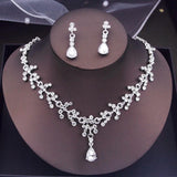 Rhinestone Wedding Choker Necklace Earrings Set Bridal Jewelry