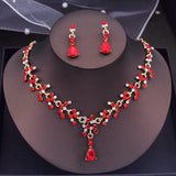 Rhinestone Wedding Choker Necklace Earrings Set Bridal Jewelry