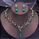 Rhinestone Wedding Choker Necklace Earrings Set Bridal Jewelry