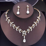 Rhinestone Wedding Choker Necklace Earrings Set Bridal Jewelry