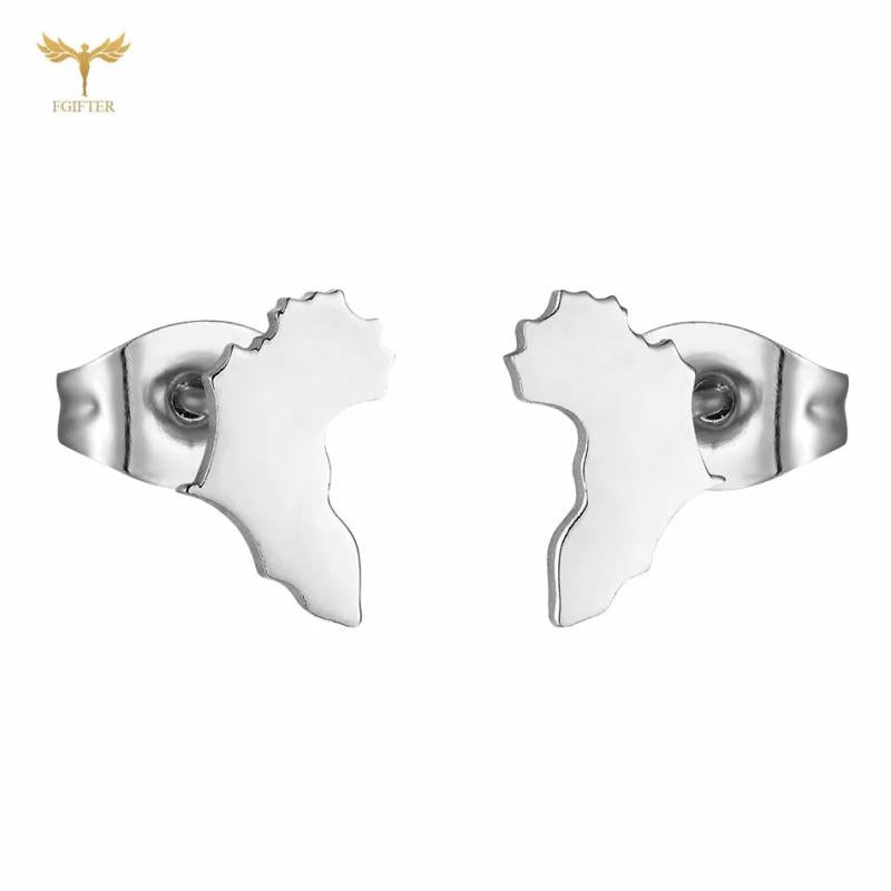 Africa Map Earrings 12 Pairs Stud Earring Set Stainless Steel Ear Piercing