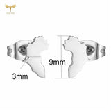 Africa Map Earrings 12 Pairs Stud Earring Set Stainless Steel Ear Piercing