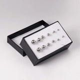 6 Pairs Steel Ball Stud Earrings Round Ear Post 3-8mm Piercing Jewelry Set