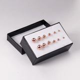 6 Pairs Steel Ball Stud Earrings Round Ear Post 3-8mm Piercing Jewelry Set